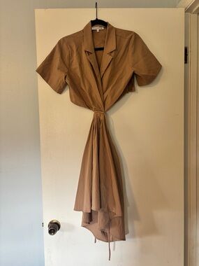 En Saison Cut-Out Khaki Shirt Dress, Size S